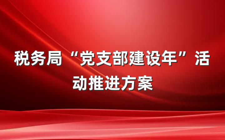 税务局“党支部建设年”活动推进方案