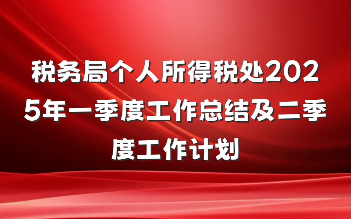税务局个人所得税处2025年一季度工作总结及二季度工作计划