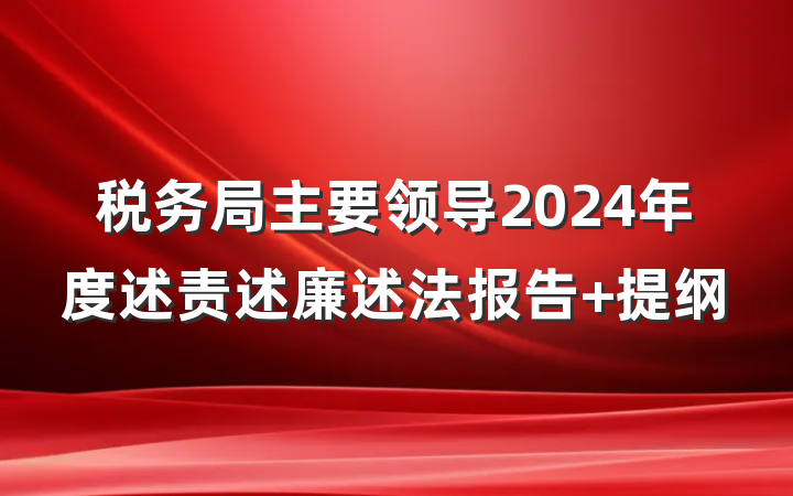 税务局主要领导2024年度述责述廉述法报告 提纲
