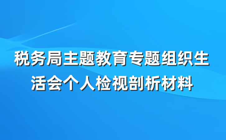 税务局主题教育专题组织生活会个人检视剖析材料