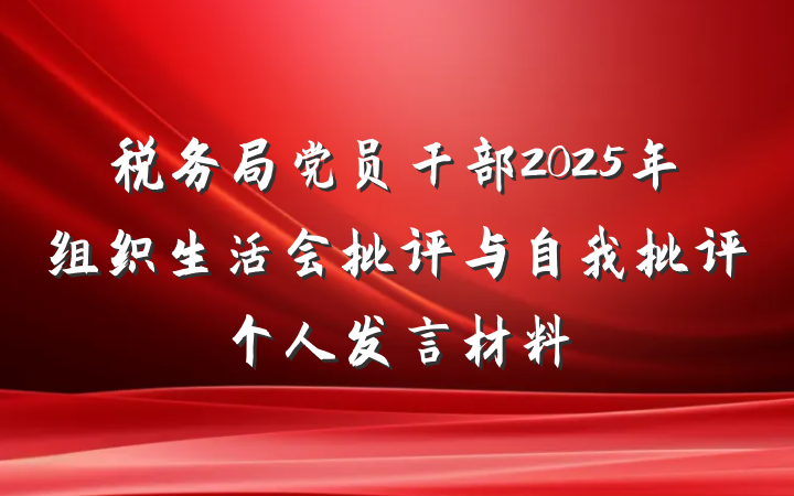 税务局党员干部2025年组织生活会批评与自我批评个人发言材料