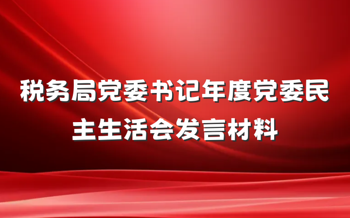 税务局党委书记年度党委民主生活会发言材料