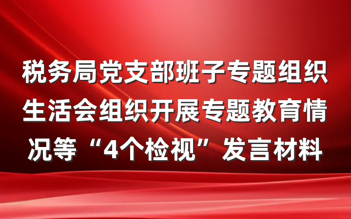 税务局党支部班子专题组织生活会组织开展专题教育情况等“4个检视”发言材料