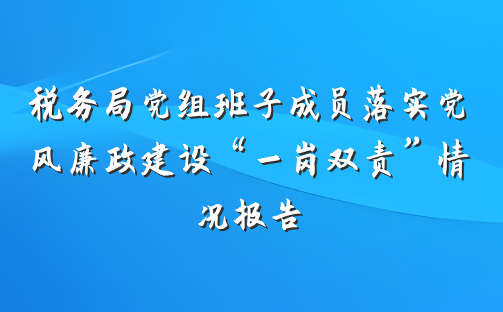 税务局党组班子成员落实党风廉政建设“一岗双责”情况报告