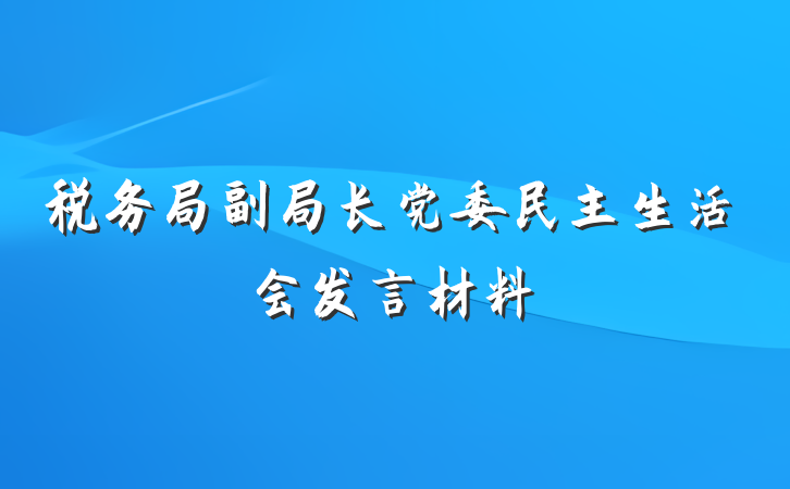 税务局副局长党委民主生活会发言材料