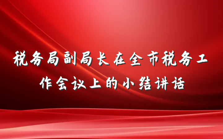 税务局副局长在全市税务工作会议上的小结讲话