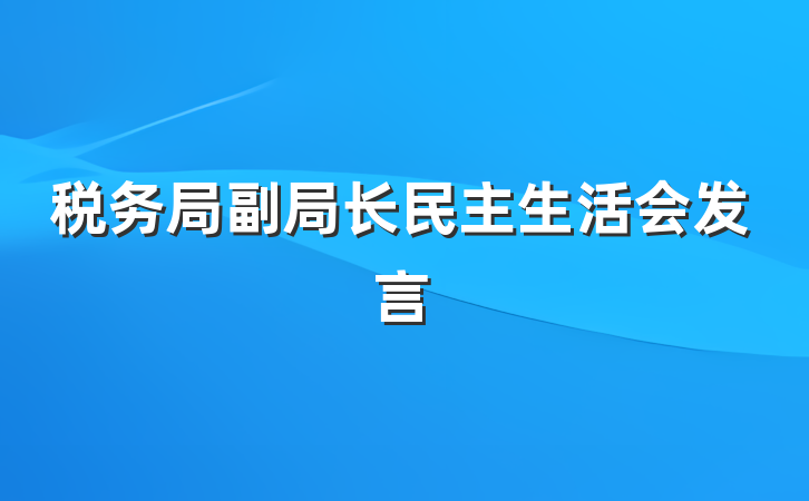 税务局副局长民主生活会发言