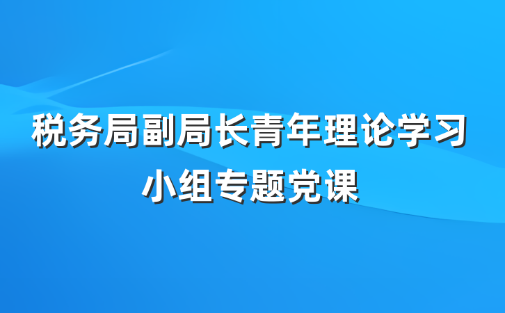 税务局副局长青年理论学习小组专题党课