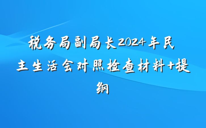 税务局副局长2024年民主生活会对照检查材料 提纲