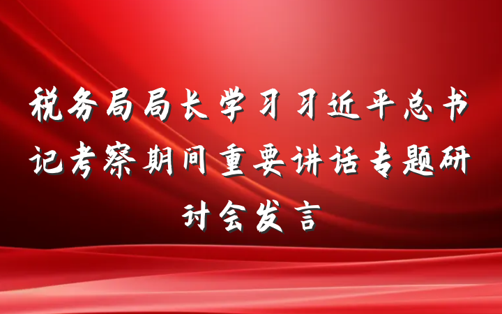 税务局局长学习习近平总书记考察期间重要讲话专题研讨会发言