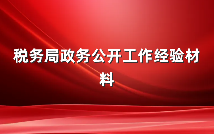 税务局政务公开工作经验材料