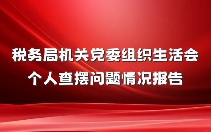 税务局机关党委组织生活会个人查摆问题情况报告