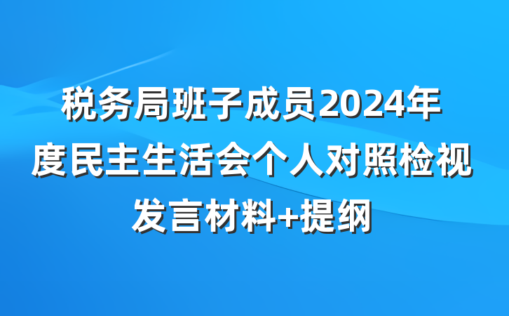 税务局班子成员2024年度民主生活会个人对照检视发言材料 提纲