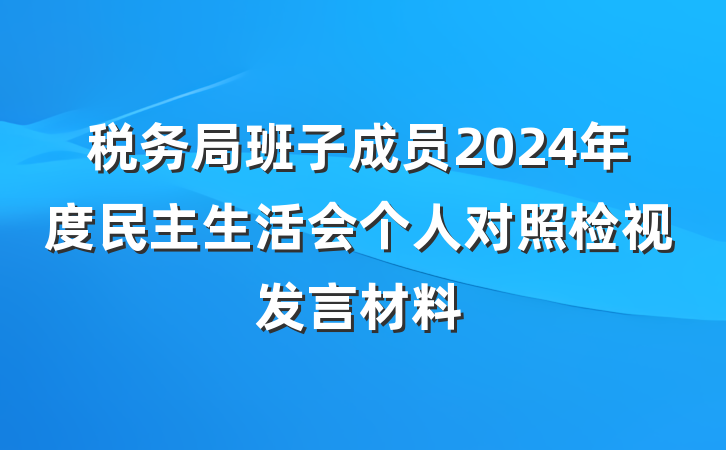 税务局班子成员2024年度民主生活会个人对照检视发言材料