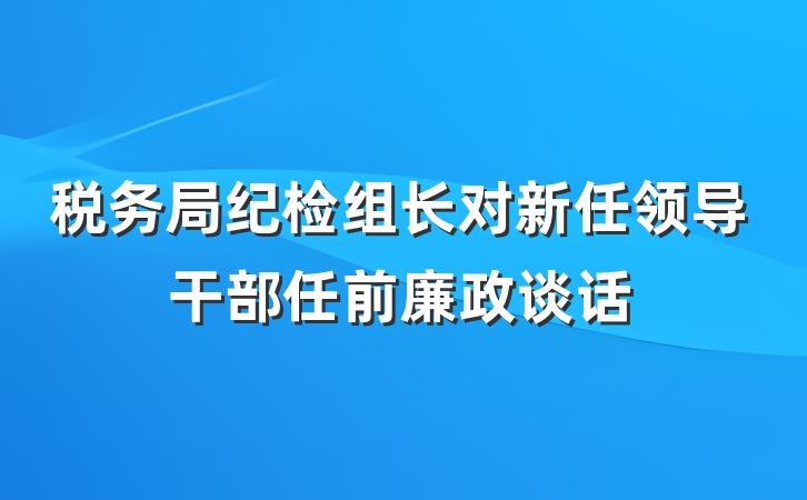 税务局纪检组长对新任领导干部任前廉政谈话