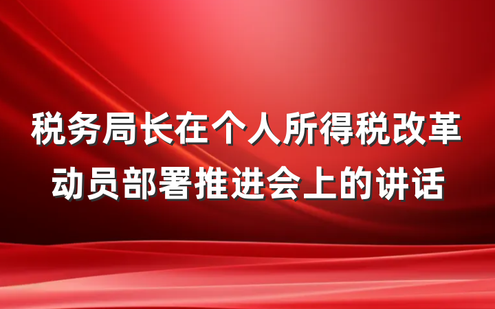 税务局长在个人所得税改革动员部署推进会上的讲话