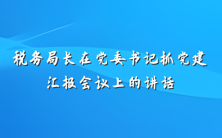 税务局长在党委书记抓党建汇报会议上的讲话