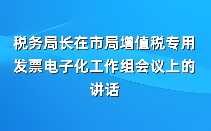 税务局长在市局增值税专用发票电子化工作组会议上的讲话