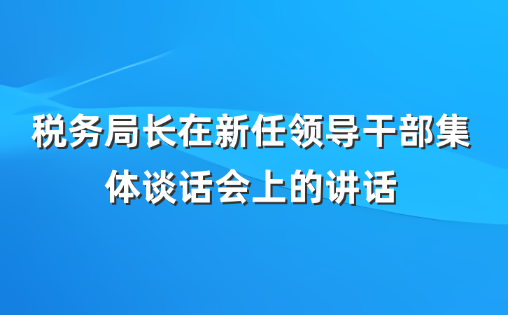 税务局长在新任领导干部集体谈话会上的讲话