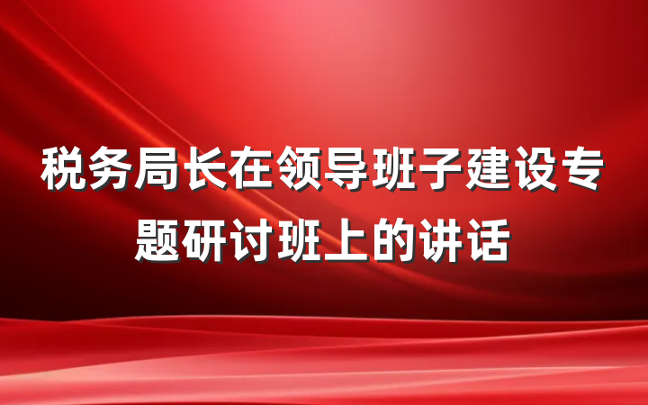 税务局长在领导班子建设专题研讨班上的讲话