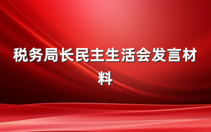税务局长民主生活会发言材料