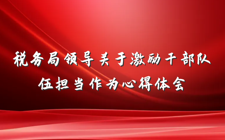税务局领导关于激励干部队伍担当作为心得体会