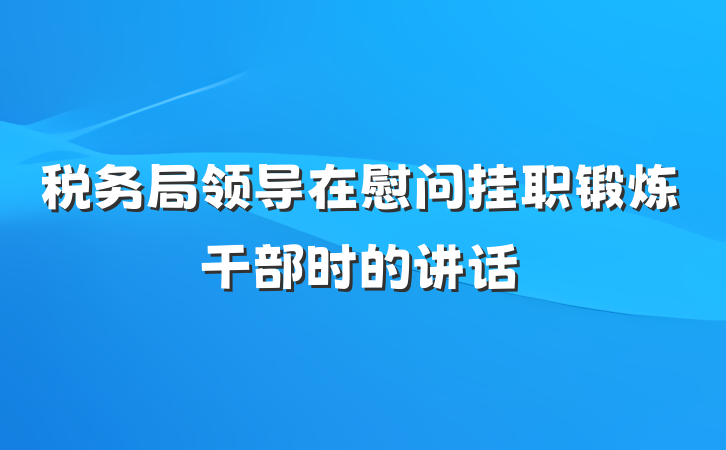 税务局领导在慰问挂职锻炼干部时的讲话