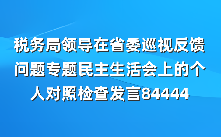 税务局领导在省委巡视反馈问题专题民主生活会上的个人对照检查发言84444