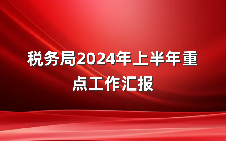 税务局2024年上半年重点工作汇报