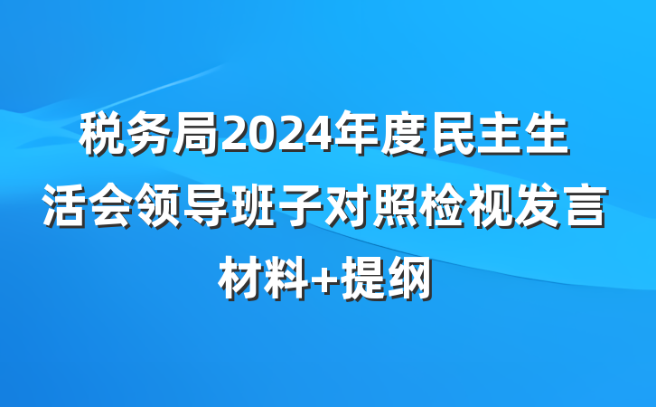 税务局2024年度民主生活会领导班子对照检视发言材料 提纲