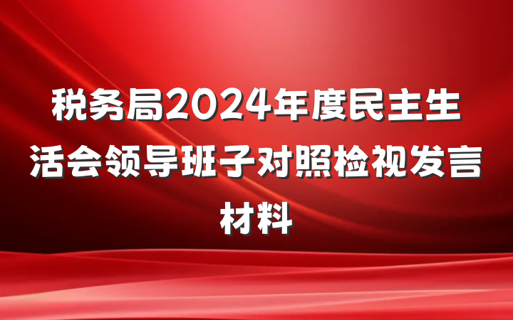 税务局2024年度民主生活会领导班子对照检视发言材料