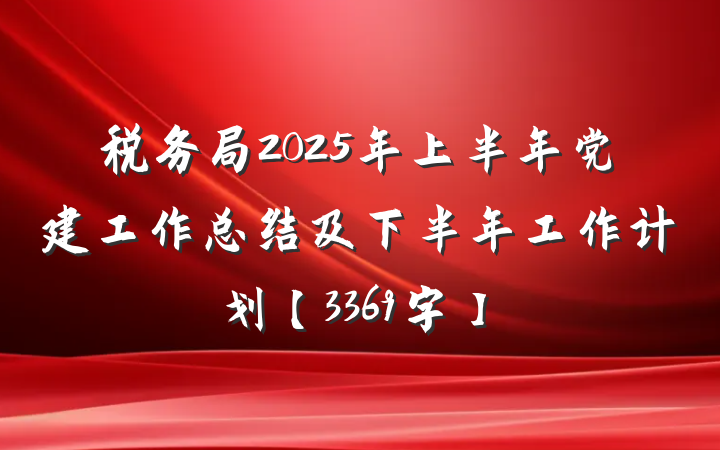 税务局2025年上半年党建工作总结及下半年工作计划【3369字】