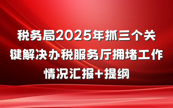 税务局2025年抓三个关键解决办税服务厅拥堵工作情况汇报 提纲