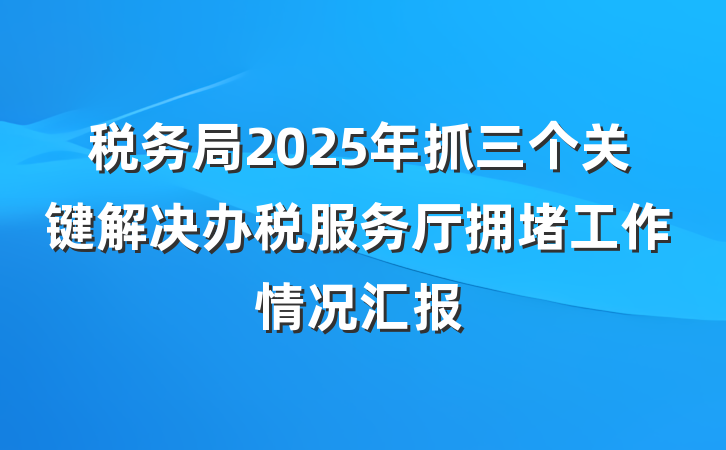 税务局2025年抓三个关键解决办税服务厅拥堵工作情况汇报