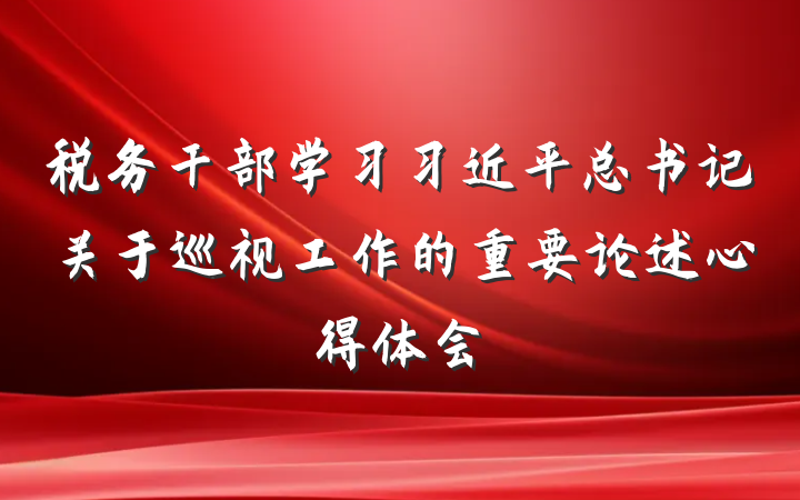 税务干部学习习近平总书记关于巡视工作的重要论述心得体会