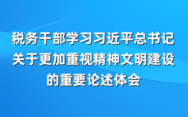 税务干部学习习近平总书记关于更加重视精神文明建设的重要论述体会
