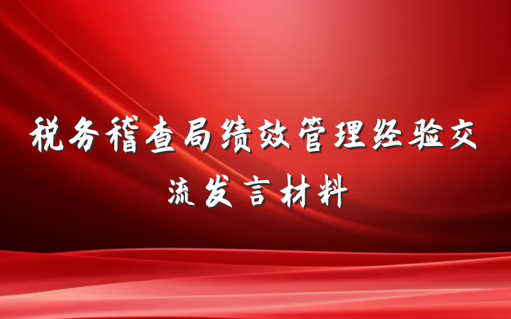 税务稽查局绩效管理经验交流发言材料