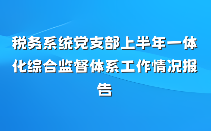 税务系统党支部上半年一体化综合监督体系工作情况报告