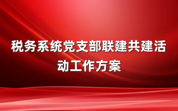 税务系统党支部联建共建活动工作方案