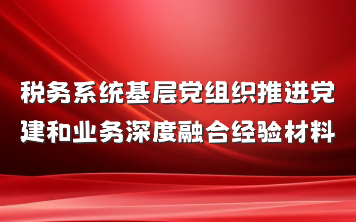税务系统基层党组织推进党建和业务深度融合经验材料