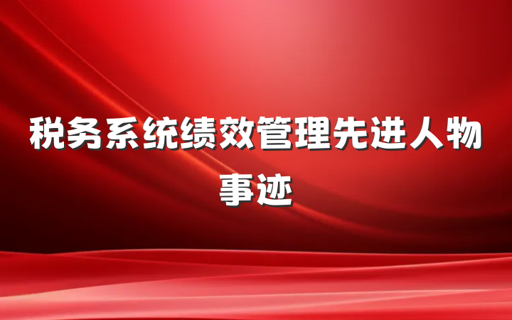 税务系统绩效管理先进人物事迹