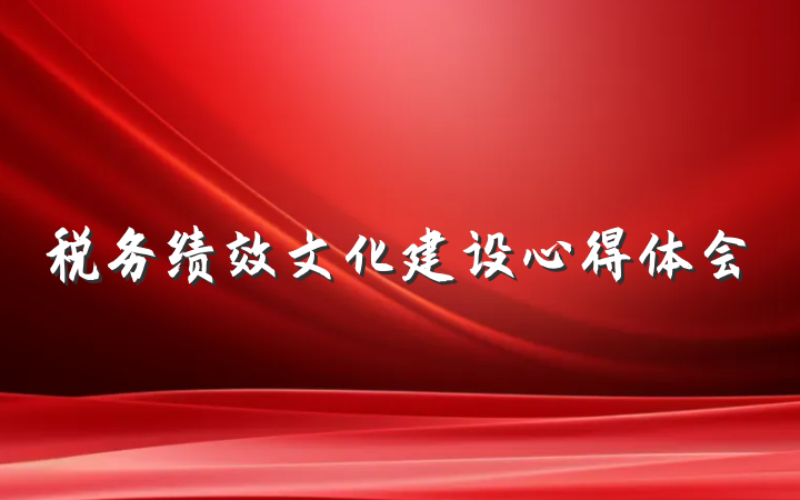 税务绩效文化建设心得体会