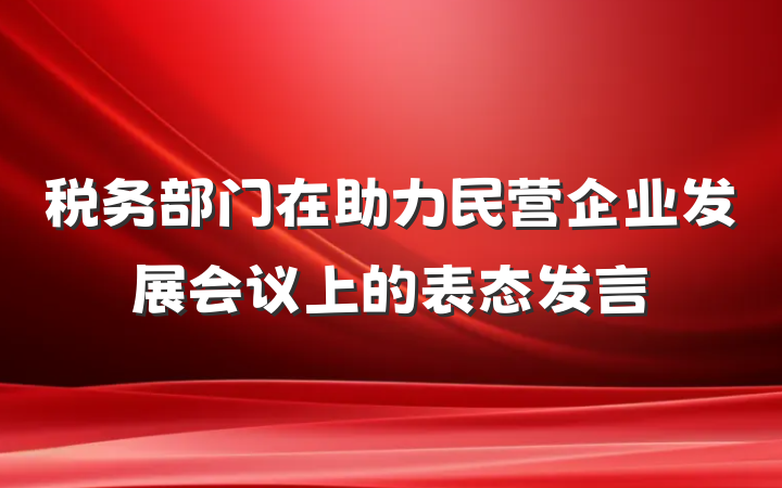 税务部门在助力民营企业发展会议上的表态发言