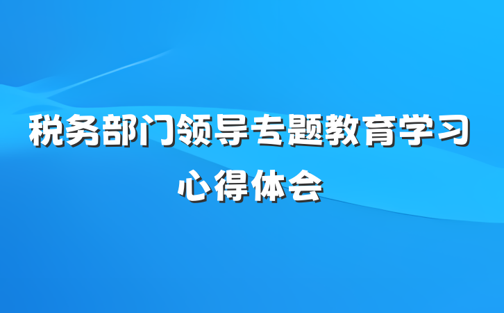 税务部门领导专题教育学习心得体会