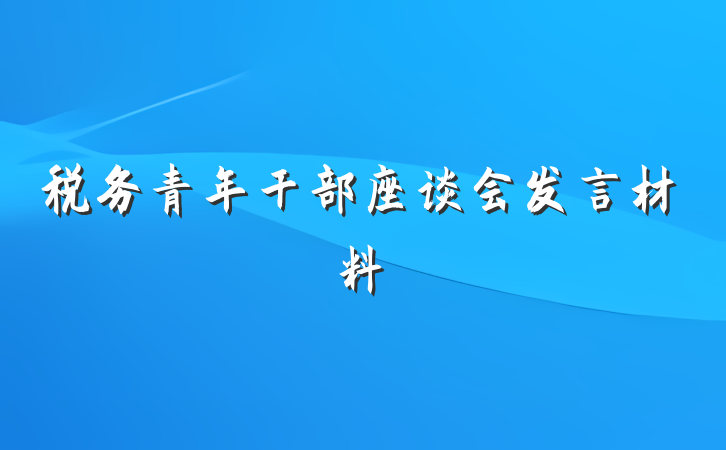 税务青年干部座谈会发言材料
