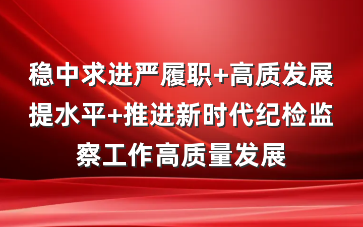 稳中求进严履职 高质发展提水平 推进新时代纪检监察工作高质量发展