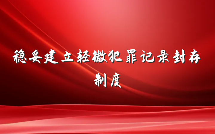 稳妥建立轻微犯罪记录封存制度