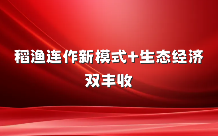 稻渔连作新模式 生态经济双丰收