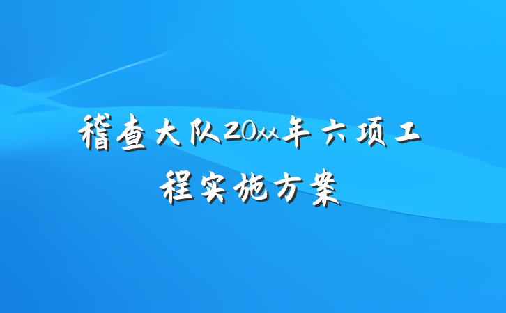 稽查大队20xx年六项工程实施方案