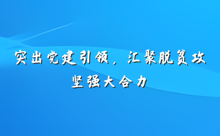 突出党建引领，汇聚脱贫攻坚强大合力